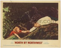 1k675 NORTH BY NORTHWEST LC #6 1959 c/u of Cary Grant helping Eva Marie Saint climb Mt. Rushmore!