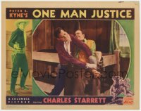 1k687 ONE MAN JUSTICE LC 1937 great close up of Charles Starrett wrestling gun from Dick Curtis!