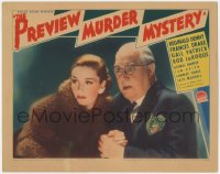1k721 PREVIEW MURDER MYSTERY LC 1936 c/u of scared George Barbier & worried Frances Drake in fur!