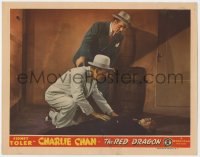 1k743 RED DRAGON LC 1945 Sidney Toler as Asian detective Charlie Chan inspects dead body!