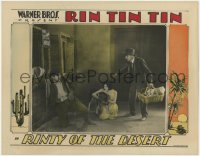 1k755 RINTY OF THE DESERT LC 1928 pretty Audrey Ferris holds back Rin Tin Tin from bad guy!