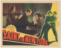1k781 SAINT IN NEW YORK LC 1938 Kay Sutton watches Sig Ruman threaten Louis Hayward!