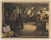 1k815 SHERLOCK HOLMES & THE VOICE OF TERROR LC 1942 Evelyn Ankers berating men in cafe!