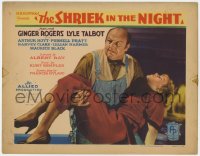 1k158 SHRIEK IN THE NIGHT TC 1933 man in overalls holds passed out Ginger Rogers in his arms, rare!