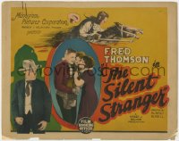 1k160 SILENT STRANGER TC 1924 Fred Thomson with pretty Hazel Keener & kid, cool cowboy art!