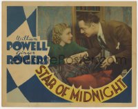 1k850 STAR OF MIDNIGHT LC 1935 close up of William Powell with gun & Ginger Rogers behind couch!