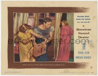 1k863 STREETCAR NAMED DESIRE LC #7 1951 Marlon Brando fights w/Kim Hunter as Vivien Leigh looks on!