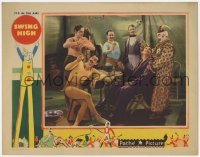 1k869 SWING HIGH LC 1930 wacky image of circus performers & clown toasting with liquor!