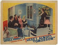 1k880 THERE'S ALWAYS TOMORROW LC 1934 Robert Taylor & others stare at Binnie Barnes by fireplace!