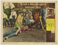 1k896 TO KILL A MOCKINGBIRD LC #7 1962 Mary Badham as Scout pins boy on schoolyard playground!