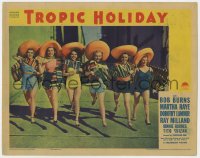 1k908 TROPIC HOLIDAY LC 1938 Paramount starlets with sombreros & sirapes running down street!