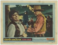 1k928 VERA CRUZ LC #2 1955 c/u of Gary Cooper removing bullet from anguished Burt Lancaster!