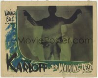 1k938 WALKING DEAD LC R1944 best c/u of Boris Karloff's face superimposed over full-length shadow!