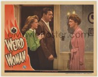 1k955 WEIRD WOMAN LC 1944 Lon Chaney Jr. & Anne Gwynne stare at Elizabeth Russell in bath robe!