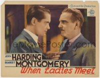 1k961 WHEN LADIES MEET LC 1933 great close up of Robert Montgomery pointing finger at Frank Morgan!