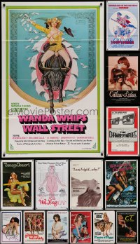 1m460 LOT OF 18 FORMERLY TRI-FOLDED 27X41 SEXPLOITATION ONE-SHEETS 1970s-1980s sexy images!