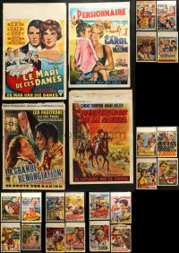1m040 LOT OF 28 FORMERLY FOLDED BELGIAN POSTERS 1950s-1960s images from a variety of movies!