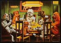 1m039 LOT OF 5 UNFOLDED DOGS PLAYING POKER 19X27 COMMERCIAL POSTERS 1990s great art by Dom!