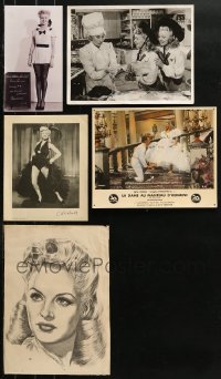 1m127 LOT OF 5 BETTY GRABLE MISCELLANEOUS ITEMS 1940s-2000s great portraits & movie images!