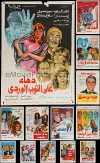 1m396 LOT OF 13 FORMERLY FOLDED EGYPTIAN POSTERS 1960s-1970s a variety of different movie images!