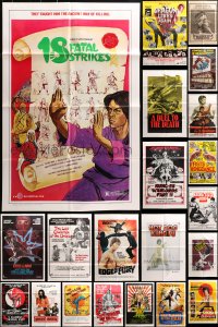 1m201 LOT OF 39 FOLDED KUNG FU ONE-SHEETS 1970s-1980s cool images from martial arts movies!
