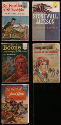 1m314 LOT OF 5 HARDCOVER LANDMARK BOOKS 1950s Ben Franklin, Daniel Boone, Stonewall Jackson & more!
