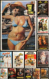 1m407 LOT OF 14 FORMERLY FOLDED NON-U.S. POSTERS 1970s-1990s a variety of different images!