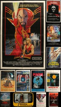 1m174 LOT OF 15 FOLDED HORROR/SCI-FI POSTERS 1970s-1980s a variety of cool images!