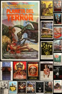 1m176 LOT OF 25 FOLDED HORROR/SCI-FI POSTERS 1970s-1980s a variety of cool images!