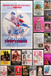 1m195 LOT OF 52 FOLDED SEXPLOITATION ONE-SHEETS 1970s-1980s sexy images with some nudity!