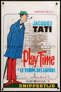 1p319 PLAYTIME Belgian 1967 great different Baudin artwork of Jacques Tati as Monsieur Hulot!