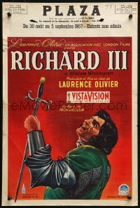 1p323 RICHARD III Belgian 1956 Laurence Olivier as director and art of him in the title role!