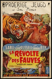 1p333 SONG OF INDIA Belgian 1949 Gail Russell & Turhan Bey, Sabu, tigers, crocs and more!!