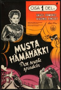 1p369 BLACK WIDOW Finnish 1951 cool different sci-fi serial artwork, part 1!