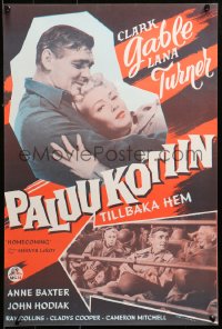 1p381 HOMECOMING Finnish 1949 close up Clark Gable & Lana Turner, Anne Baxter, John Hodiak