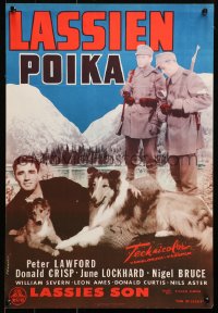 1p416 SON OF LASSIE Finnish 1948 Peter Lawford, the classic canine star & puppy, Toimi Kiviharju!