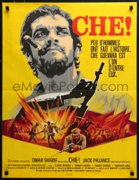 1p534 CHE French 23x30 1969 cool different Grinsson art of Omar Sharif as Guevara!