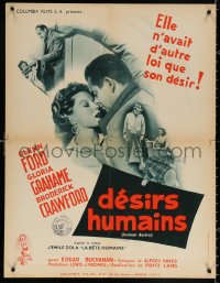 1p549 HUMAN DESIRE French 24x31 1955 Gloria Grahame born to be bad, kissed & make trouble, Lang!
