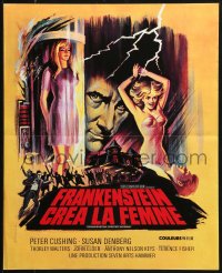 1p581 FRANKENSTEIN CREATED WOMAN French 17x21 1967 cool art of Peter Cushing & Susan Denberg!