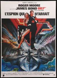 1p606 SPY WHO LOVED ME French 16x21 R1984 art of Roger Moore as James Bond by Bob Peak!