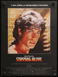 1p607 STAYING ALIVE French 15x21 1983 close up of John Travolta in Saturday Night Fever sequel!