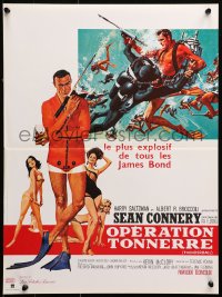 1p611 THUNDERBALL French 16x21 R1980s art of Sean Connery as James Bond 007 by McGinnis and McCarthy