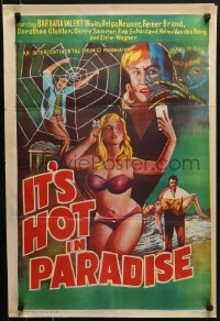 1p011 IT'S HOT IN PARADISE Indian 1962 completely different and wild sexy horror art!