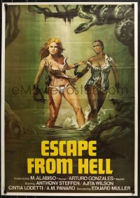 1p726 ESCAPE FROM HELL export Italian 1sh 1980 Femmine infernali, wild art of sexy women escaping!