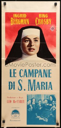 1p742 BELLS OF ST. MARY'S Italian locandina R1958 Ingrid Bergman & Bing Crosby, different!