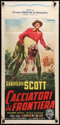 1p745 BOUNTY HUNTER Italian locandina 1955 Alfredo Capitani art of western cowboy Randolph Scott!