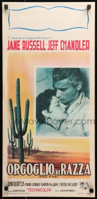 1p766 FOXFIRE Italian locandina 1955 romantic close up of sexy Jane Russell & Jeff Chandler!
