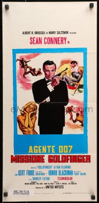 1p771 GOLDFINGER Italian locandina R1970s different art of Sean Connery as James Bond 007!