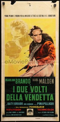 1p794 ONE EYED JACKS Italian locandina 1961 different art of Marlon Brando by Nistri!
