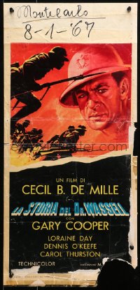 1p804 STORY OF DR. WASSELL Italian locandina R1955 Ciriello art of heroic Gary Cooper, Cecil B. DeMille!